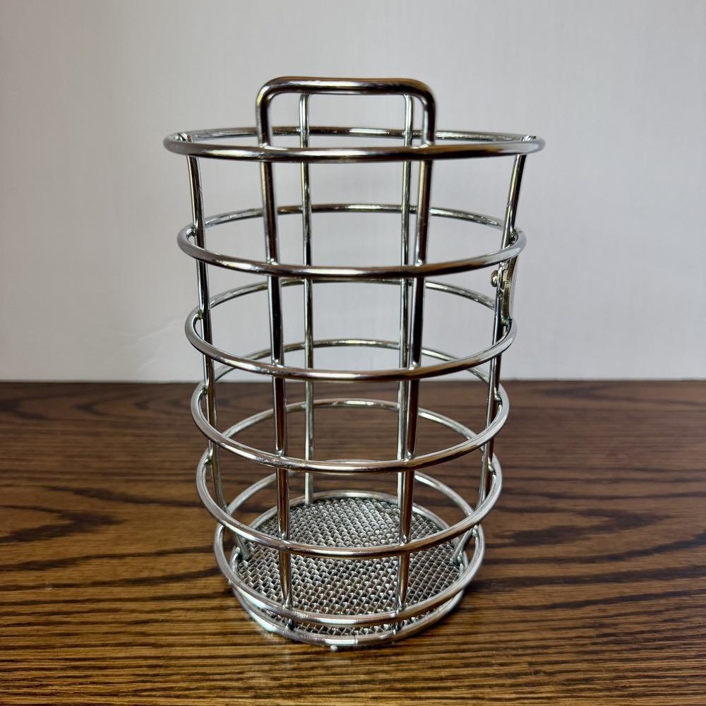 Vintage Fiesta Chrome-plated Wire Mesh Kitchen Utensil Holder - Picture 3 of 8